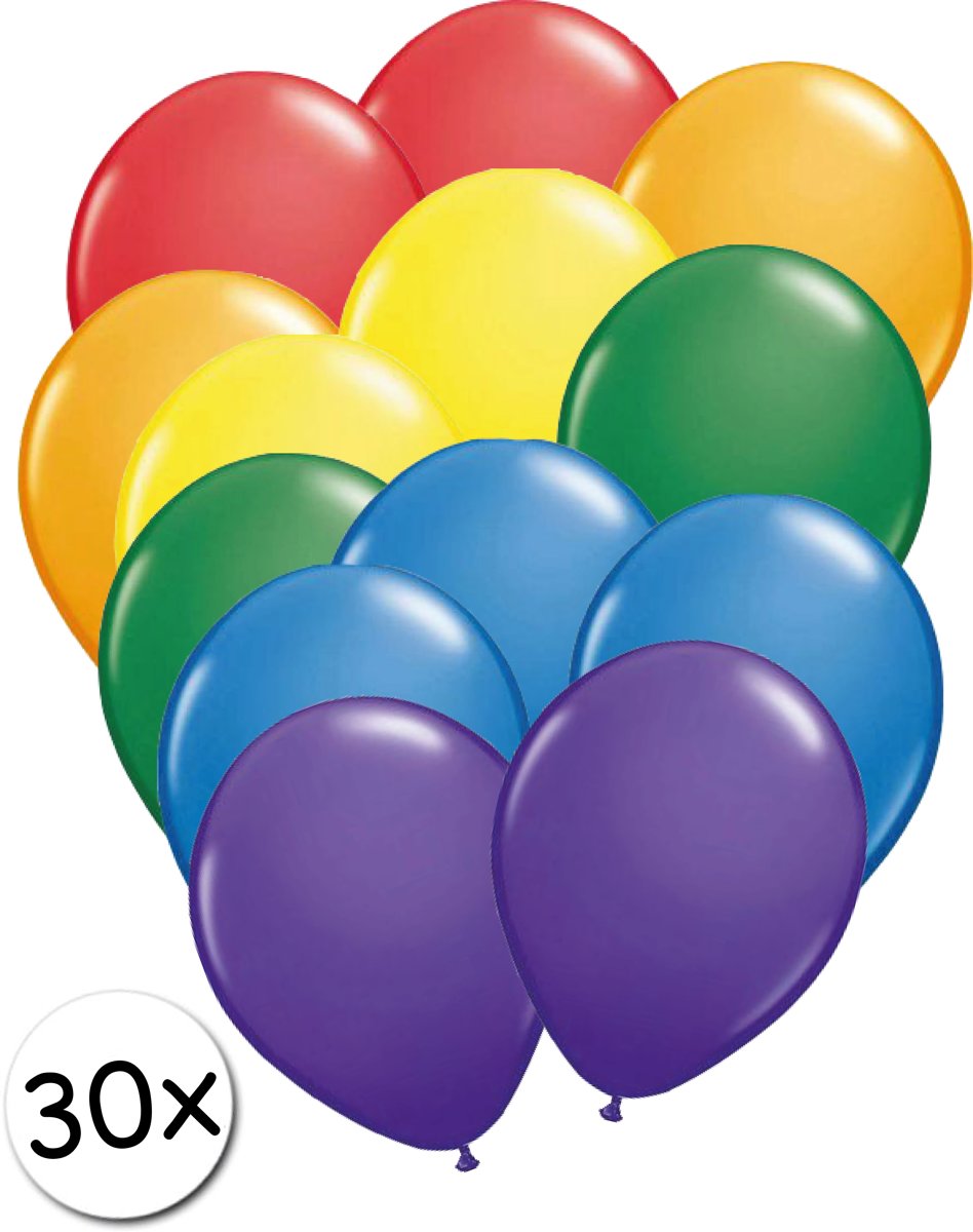 Ballonnen Regenboog 30 stuks 27 cm